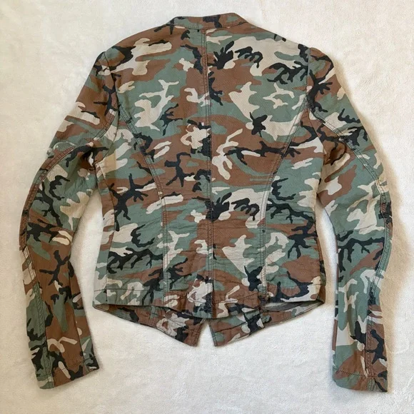 Free People Camo Army Cotton Fitted Blazer Jacket - Picture 7 of 15